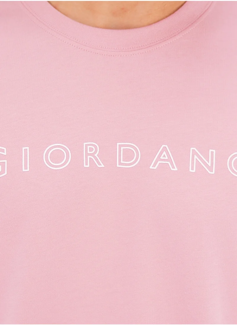 جيوردانو Men's Singnature T-Shirt - Pink