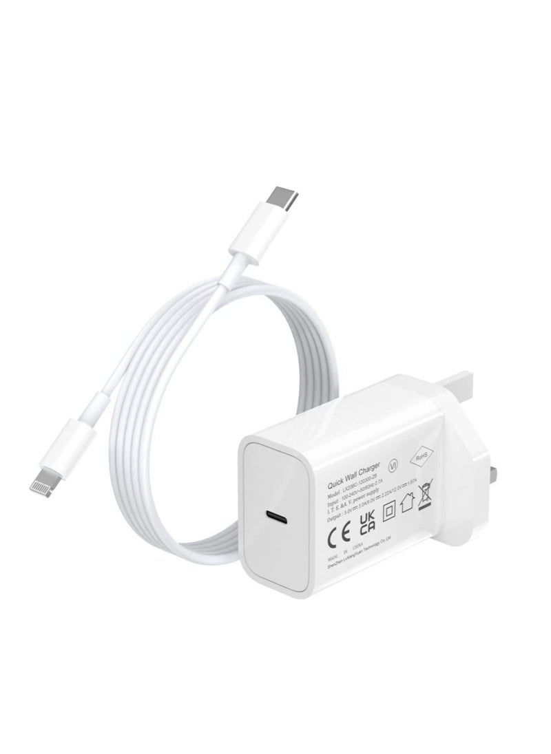 20W USB C Power Adapter Fast Charger with 4ft Cable Compatible with IPhone 13/13 Pro/ 12 Pro/12 Mini/ 11/11 Pro/XS/Max/XR/X/8 Plus