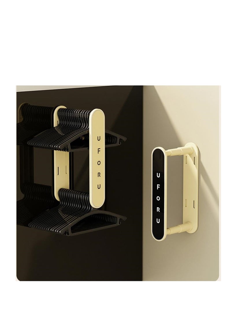 رف تخزين شماعات مثبت على الحائط قابل للتمدد، منظم حامل شماعات للغسالة، مكدس منظم للشماعات (أسود) - Image 2