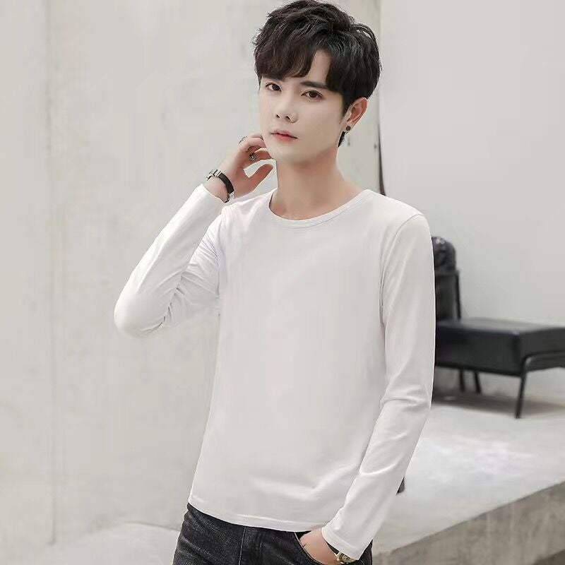 2023 Mens Oversized Fleece Hoodie Korean Trend Long Sleeve bottoming shirt White [thin]] 