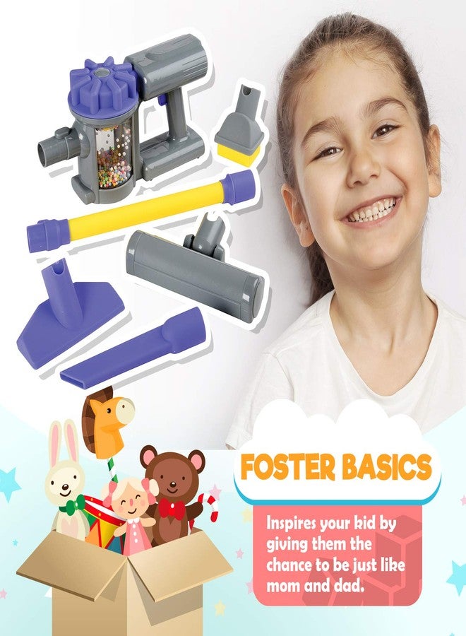 CP Toys 6 Piece Child-Sized Plastic Handheld Vacuum Cleaner with 4 Attachments and Extender Arm for Ages 3 Years and Up - Image 2