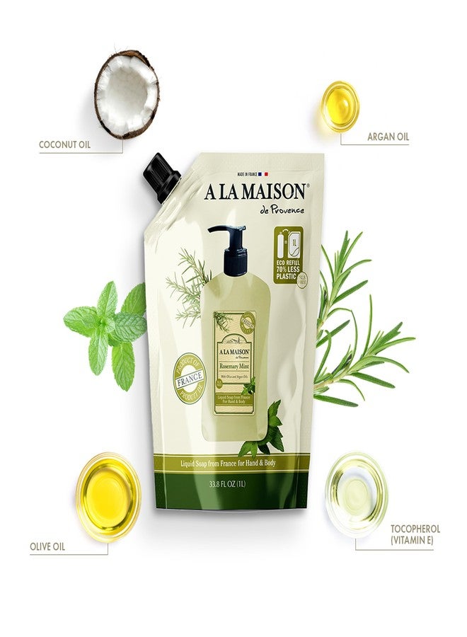 A LA MAISON Rosemary Mint Hand Soap Refill Pouch, Plant-Based Vegan, 33.8 oz, 1 Pack - Image 2