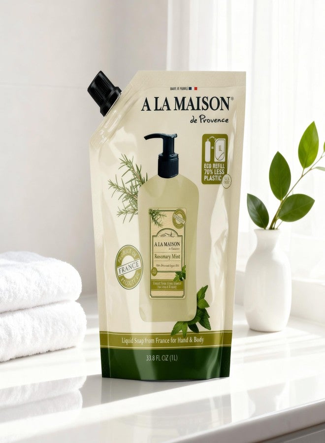 A LA MAISON Rosemary Mint Hand Soap Refill Pouch, Plant-Based Vegan, 33.8 oz, 1 Pack - Image 3