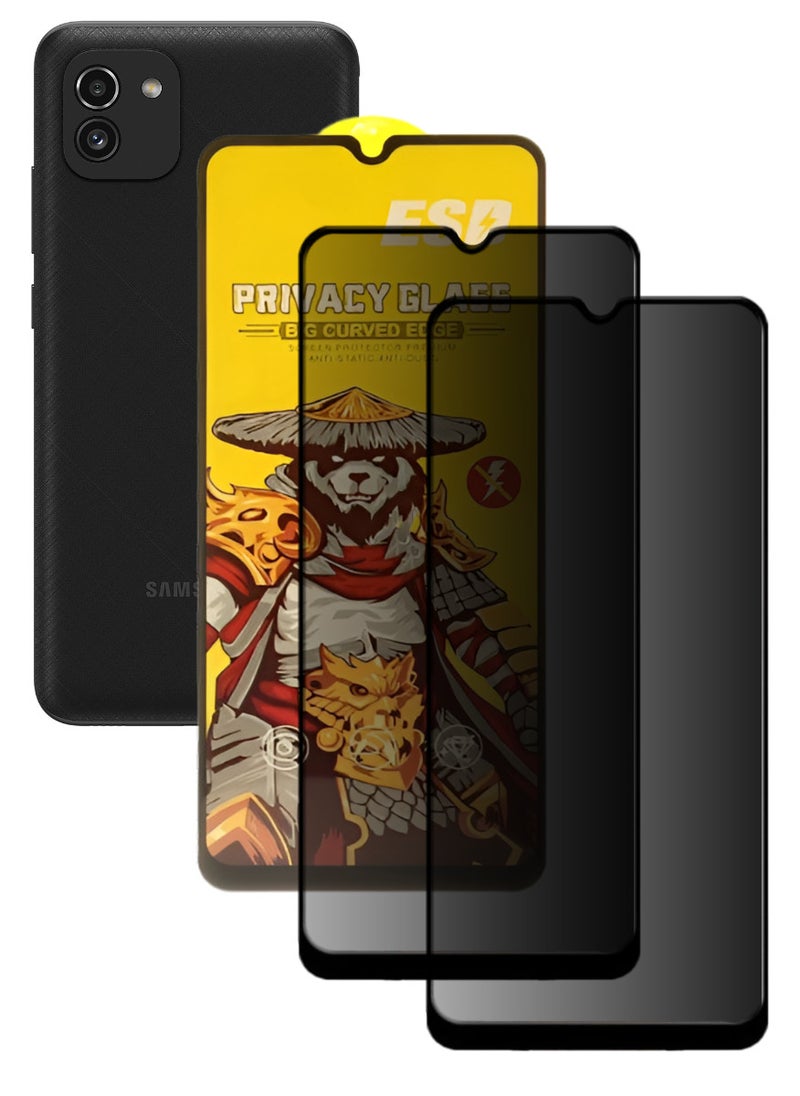 ESD 2 Pieces Tempered Dustproof Privacy Glass Screen Protector Compatible For Samsung Galaxy A03 - Image 1