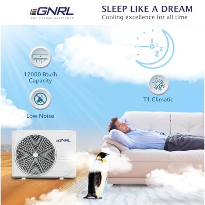 Split AC White 12000 BTU T1 Rotary R410a, EG12C, 2024 New Series Model, with 3M Pipe Kit, Golden Fin, Rotary, 1 Year Manufacturer Warranty, 1 Year Compressor Warranty - Image 5