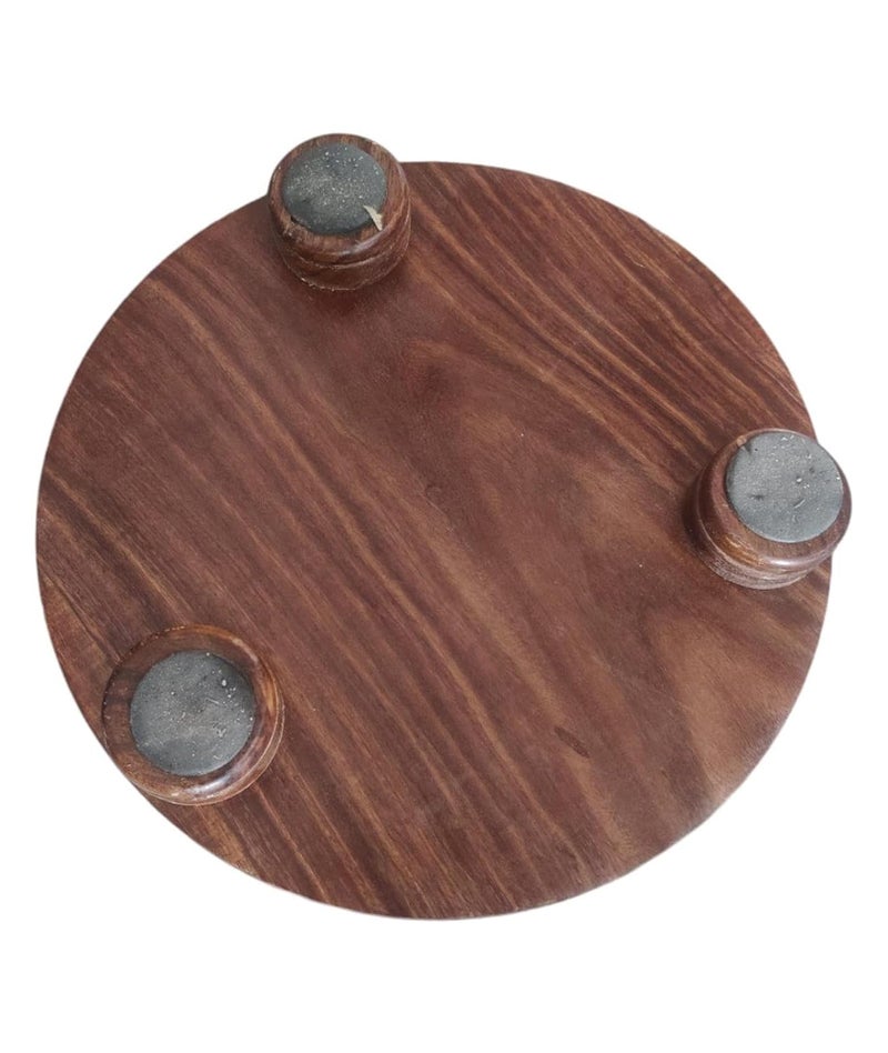 OGGN Handcrafted Acacia Wood Chakla Wooden Rolling Board Handmade RotiChapati Maker Roti Roller Boards Chapathi Kattai Round Polpat for Home Kitchen Best for Phulka Papads Puri Large - Image 4