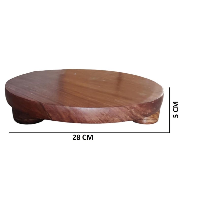 OGGN Handcrafted Acacia Wood Chakla Wooden Rolling Board Handmade RotiChapati Maker Roti Roller Boards Chapathi Kattai Round Polpat for Home Kitchen Best for Phulka Papads Puri Large - Image 2