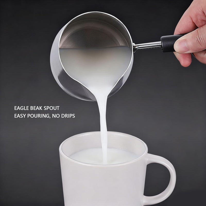 Quality Turkish Coffee Pot 304 Stainless Steel Stovetop Turkish Coffee Maker Chai Pot Eagle Beak Spout Versatile Heating Options for Warming Butter Milk Chocolate (600ml) - Image 2