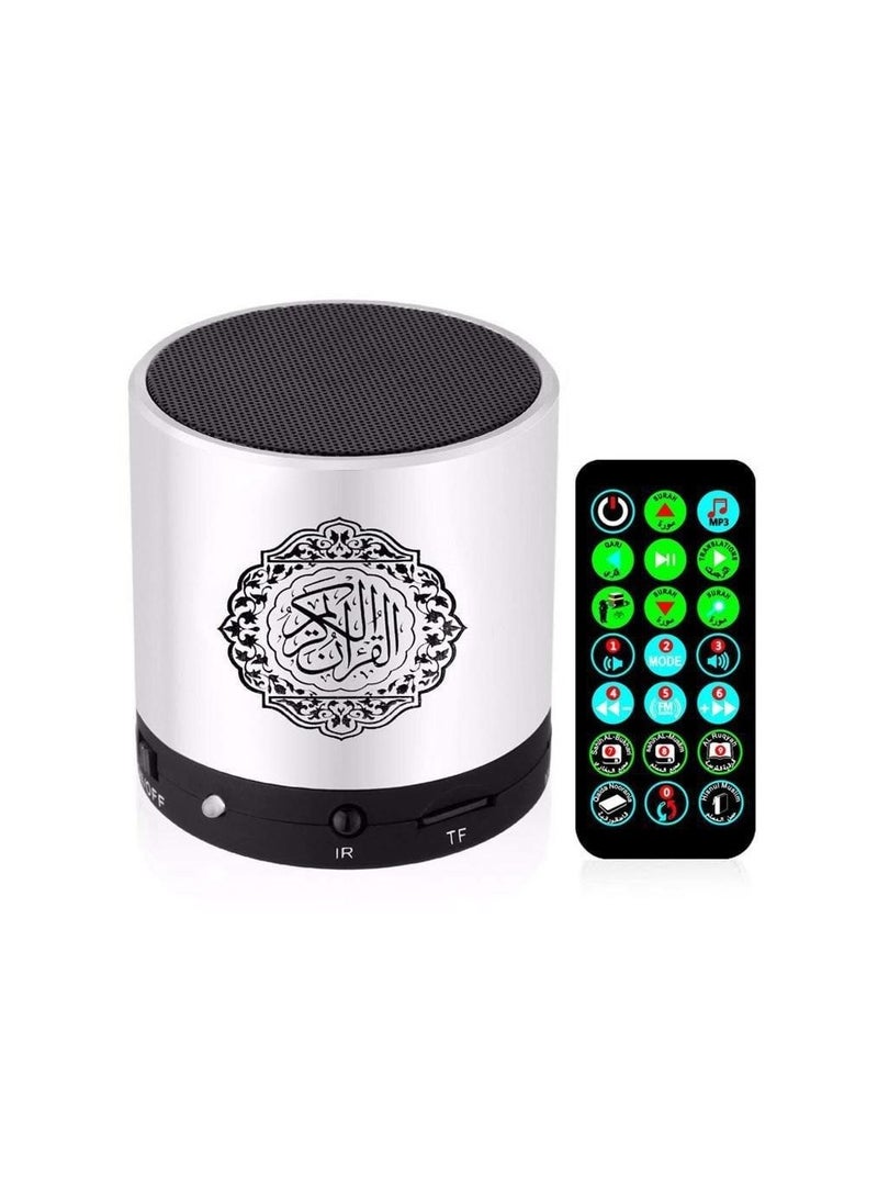 Equantu Portable Quran Speaker MP3 Player 8GB Remote Control Speaker with 18 Reciters and 15 Languages Transaltion Complete Quran with Tafseer,USB Rechargeable Speaker,Micro SD Slot,MP3,FM Radio - Image 3