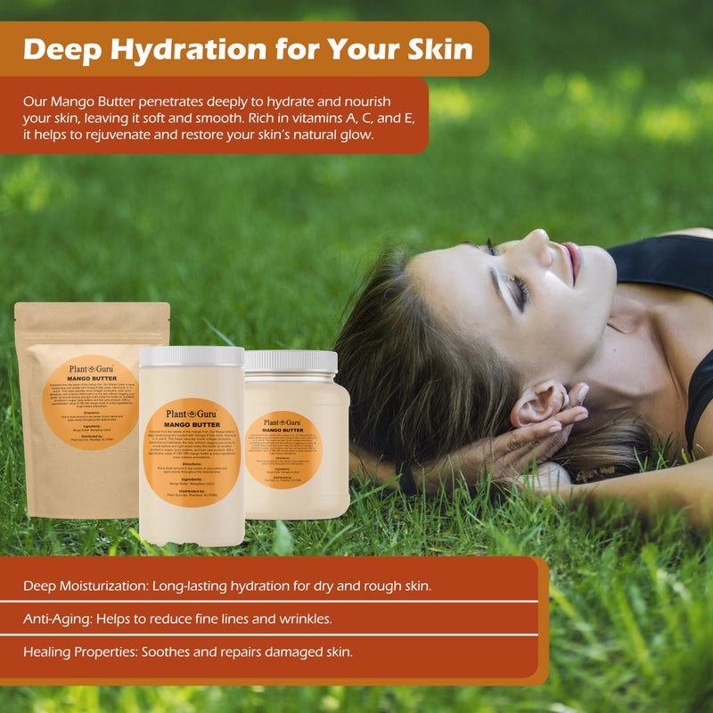 Plant Guru زبدة المانجو الخام 16 أونصة / 1 رطل - 100% نقية طبيعية غير مكررة - رائعة للبشرة ونمو الشعر. لصنع الصابون بنفسك، وزبدة الجسم، واللوشن والكريمات. - Image 5