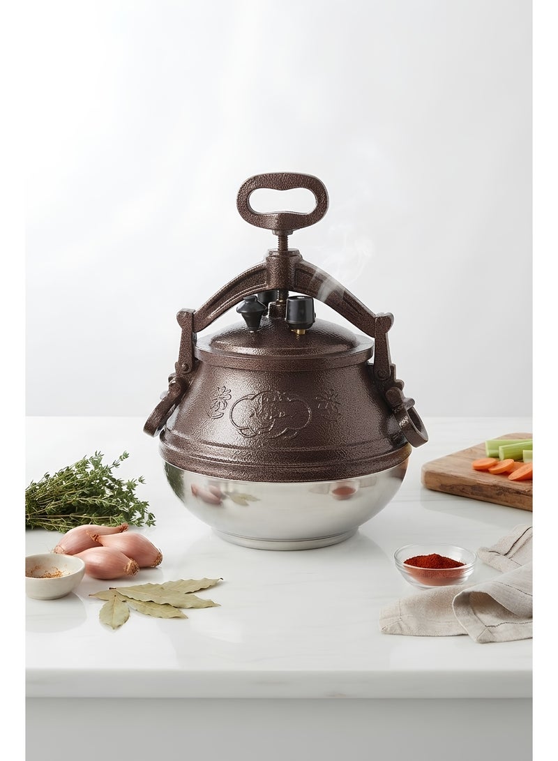 Traditional Afghan Pressure Cooker - Available in 8L, 10L, 12L & 15L - Aluminum Body with Dual Safety Valve Lid - Image 5