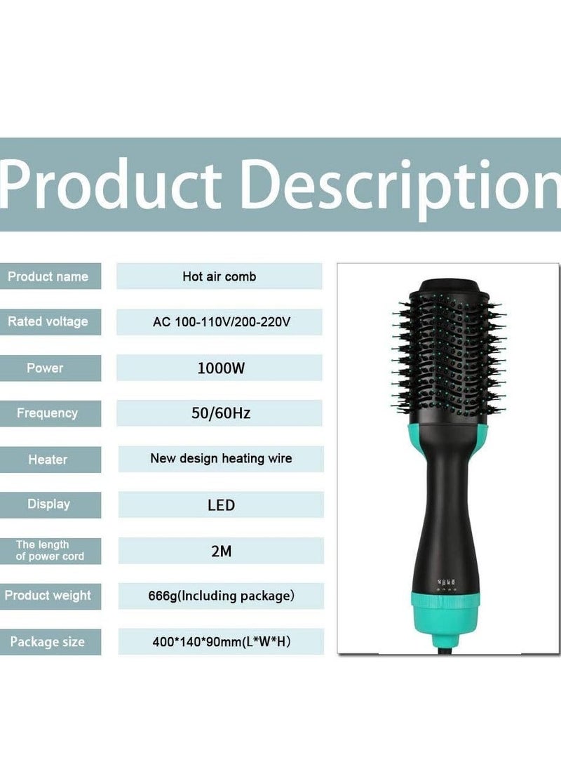 ELTRAZONE 3-in-1 One-Step Hot Air Hair Brush – Electric Straightener, Curler, and Dryer Comb (Green) | Fast Drying, Styling, and Volumizing Tool for Smooth, Shiny Hair | Ideal for All Hair Types - Image 3