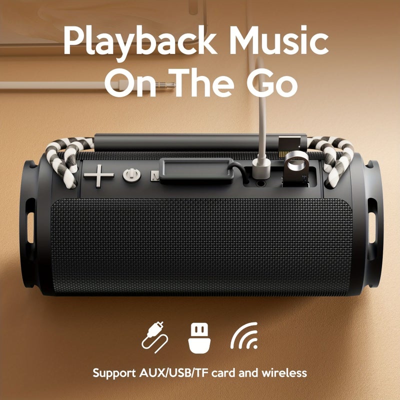 مكبر صوت محمول لاسلكي أزرق مع حزام رقبة RGB بأربعة أوضاع، USB TF AUX Type-C للاستخدام الخارجي - Image 4