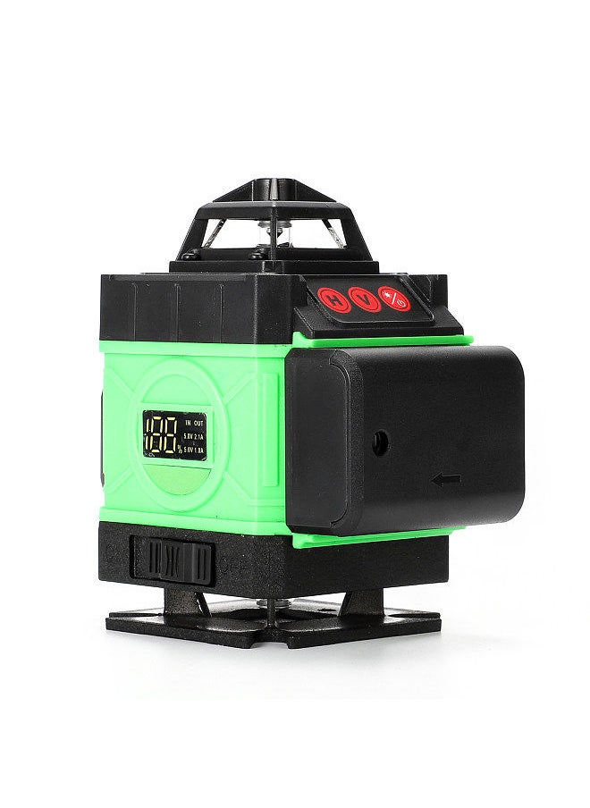 16 Lines Laser Level, 4x360° 4D Green Beam Cross Line Laser Level Self Leveling Tool with 2 Rechargeable Batteries, 360° Horizontal and Vertical Line with Wall Bracket/Remote Controller