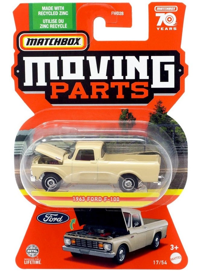 Matchbox 1963 Ford F 100 Truck, 1:64 Scale, Kid, Unisex, Beige, Plastic, 1 Count, Portable, Manual, 1963 Ford F-150 Pickup Truck