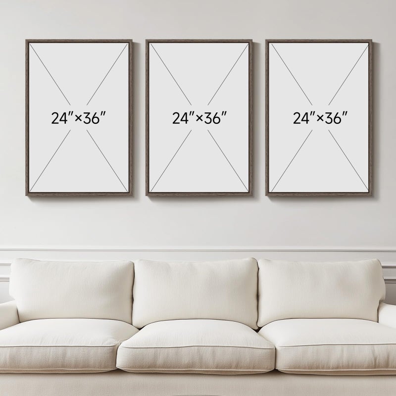 Cuspin Large Framed Neutral Abstract Wall Art for Living Room, Set of 3 Rustic Beige Brown Canvas Prints Paintings Artwork for Walls, Minimalist Stone Pictures for Hallway Stair Office Wall Decor 24x36 Inch - Image 3