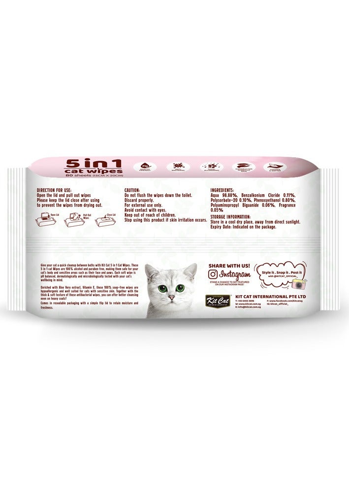 كيت كات 5 في 1 مناديل مبللة للقطط برائحة اللافندر - Image 2
