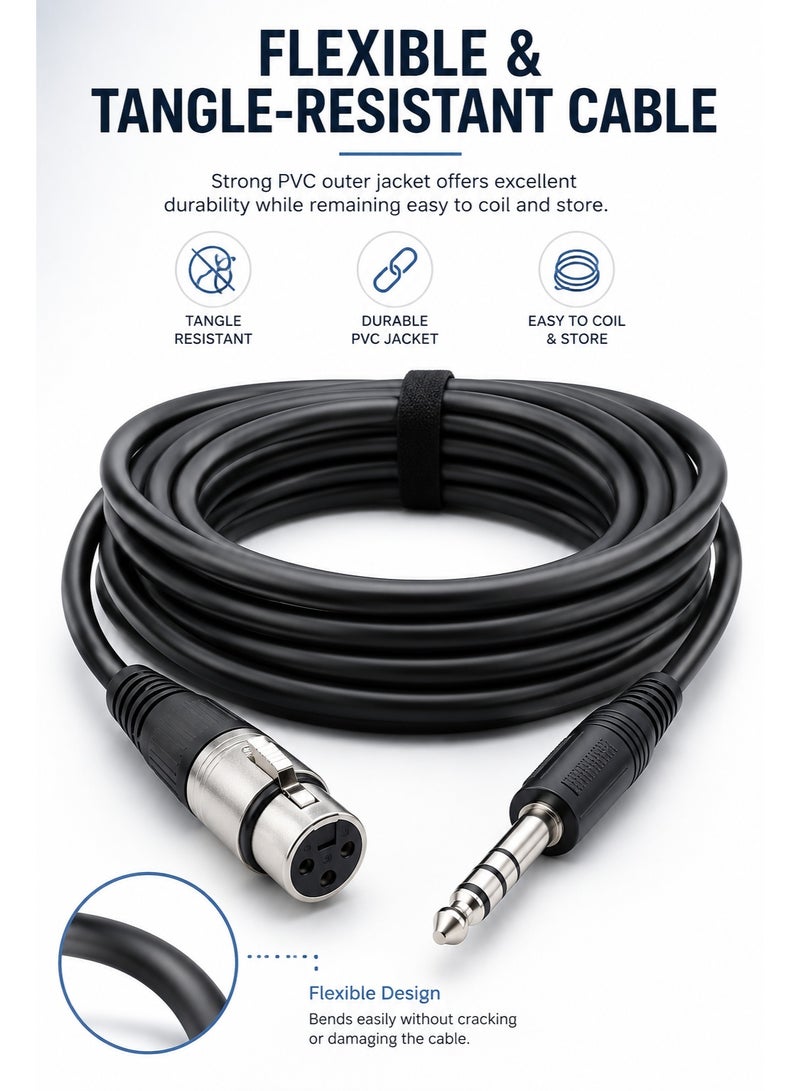 Audio cable from female XLR connector to male 6.5 mm 1.5 Meter  connector for connecting microphones and high-quality audio equipment. - Image 4