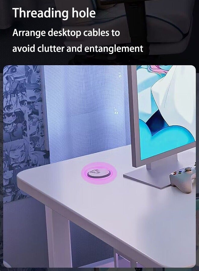 WAMIT Ergonomic Large Gaming Desk, Computer Desk, C-Shaped Gaming Table, Home Office Small Desk PC Gaming Workstation Home Office Desks, Space-saving, Easy to Assemble (White,140x60x75cm) - Image 5