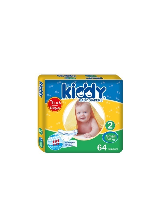 64-Piece Baby Diapers Small (Size 2) (3-6KG)