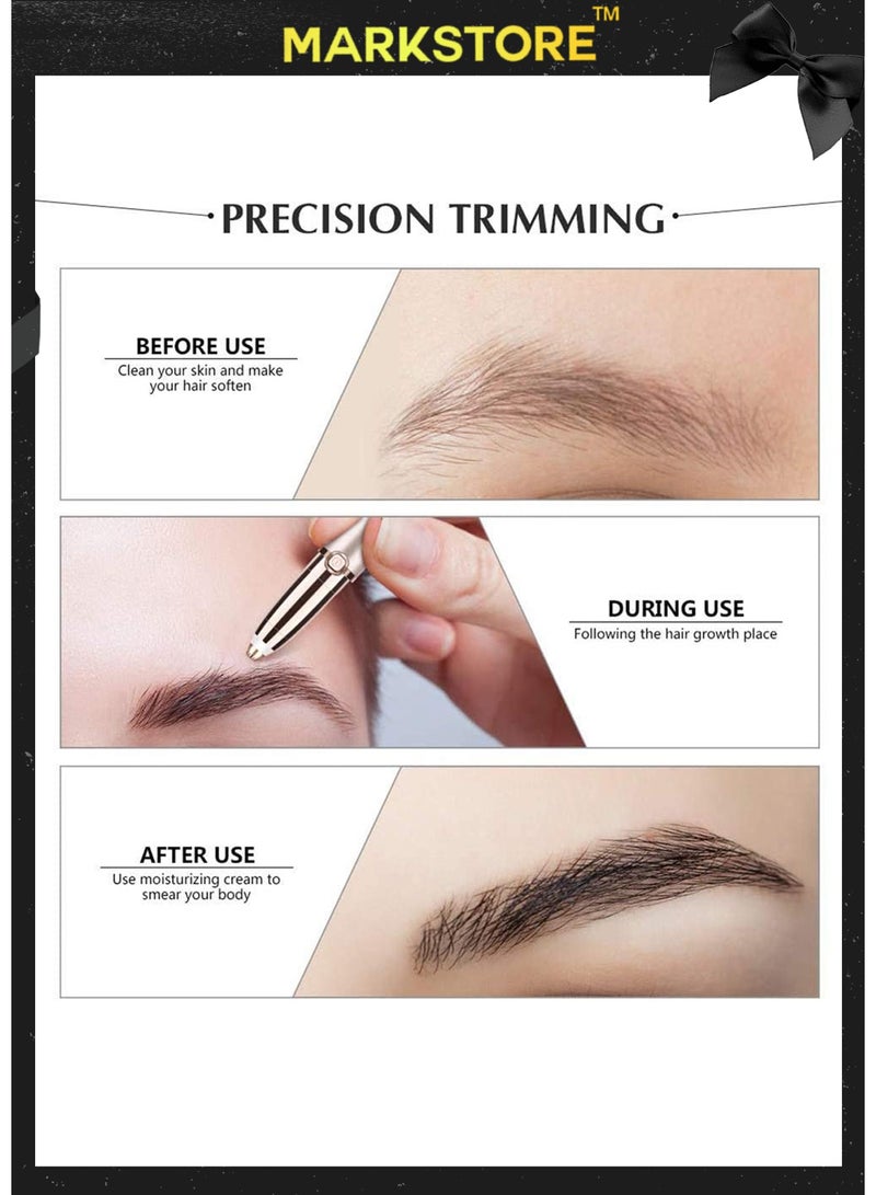 MARK STORE Eyebrow Hair Remover, Rechargeable Eyebrow Trimmer for Women,Portable Ladies Nose Hair Trimmer Painless Face Hair Remover for Upper Lips/Chin/Brow/Body with Led Light Great Gift for Women  - Image 4