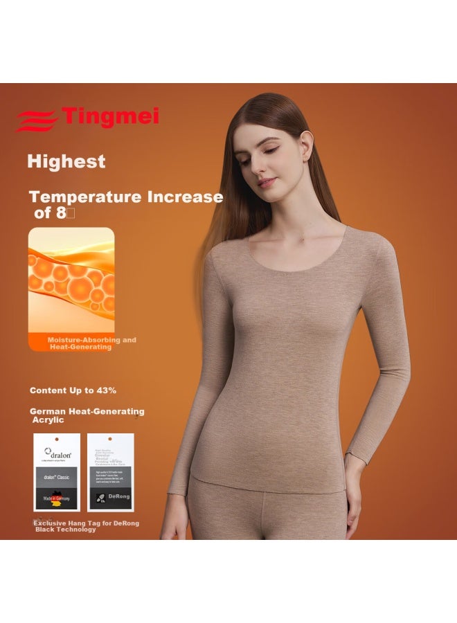 Gracewell Women's Thickened Camel Hair Thermal Underwear Set, Seamless Heat-retaining Slim Fit Top And Bottom, Autumn Winter Base Layer Pajamas - Image 4