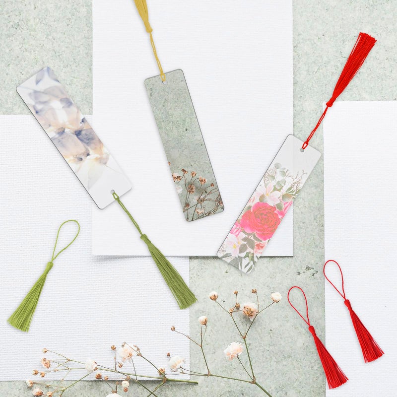 Abvsdu 30 PCS Acrylic Bookmark Blanks, Clear Acrylic DIY Blank Bookmarks with 30 Multi-Color Bookmark Tassels for DIY and Graduation Gift Tag Decoration - Image 4