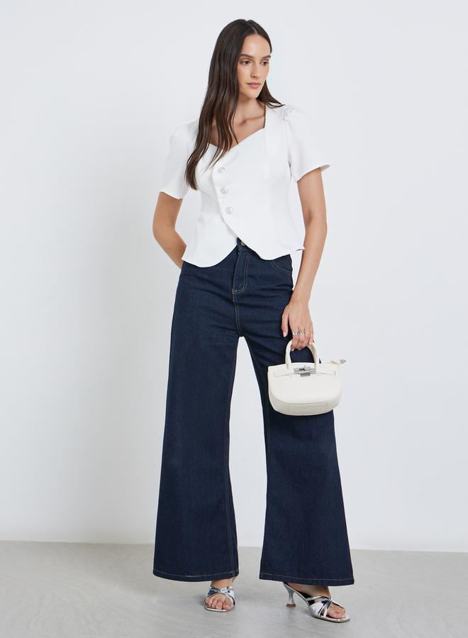 Styli White Puff Sleeve Blouse - Image 2