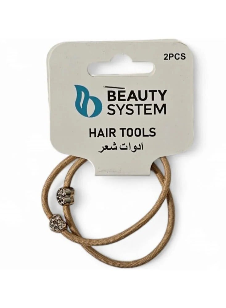 بيوتي سستم ربطات شعر لون ذهبي 2 قطع - Image 1