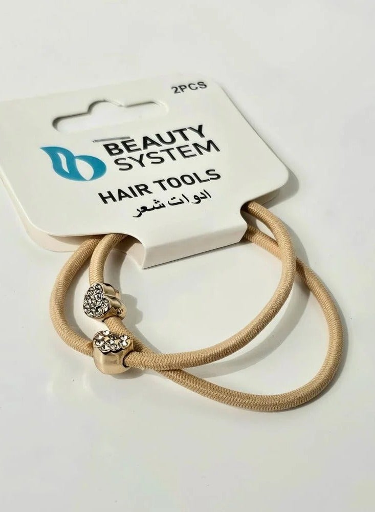 بيوتي سستم ربطات شعر لون ذهبي 2 قطع - Image 2