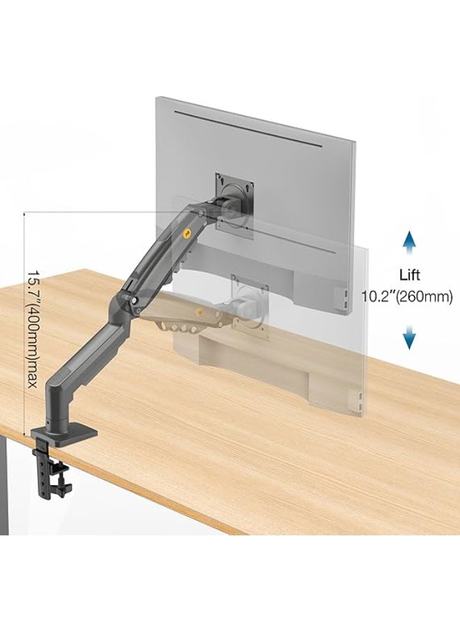 Generic Single Monitor Arm Mount – Fits 17" to 30" Screens – Gas Spring Lift – 2–9kg Load Capacity – VESA 75x75 / 100x100 – Clamp & Grommet Base – Matte Charcoal Finish  - Image 3