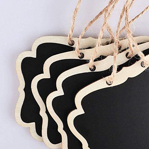 CVANU 25 Pcs Mini Chalkboards Signs Hanging Rectangle Chalkboards Double Sided Blackboard Message Board Hanging Signs for Weddings, Kids Crafts C-3 - Image 4