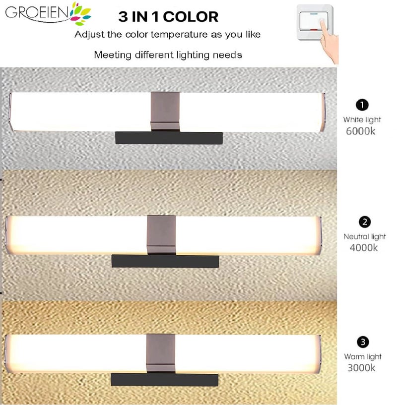 Groeien 15W | 3 Color Rectangular LED Mirror Picture Wall Light(Warm+Natural+Coolwhite) (13 inch) - Image 2