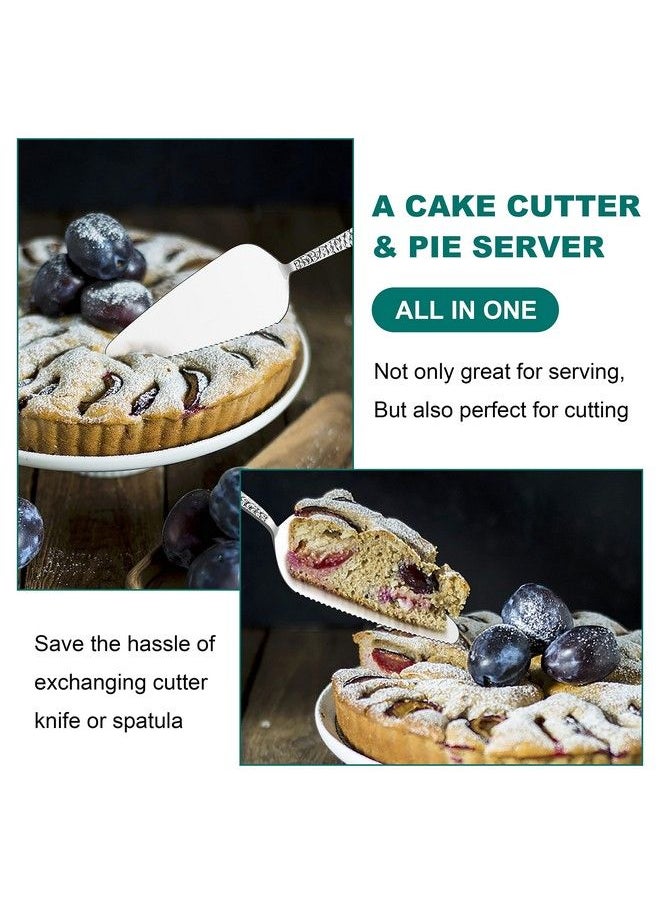 E-far - 5Piece Pie Server Efar Hammered Stainless Steel Cake Server Spatula For Cutting Pastry Cheese Pizza Serrated Edge With Square Handle Mirror Polished & Dishwasher Safe8.9 Inch - Image 1