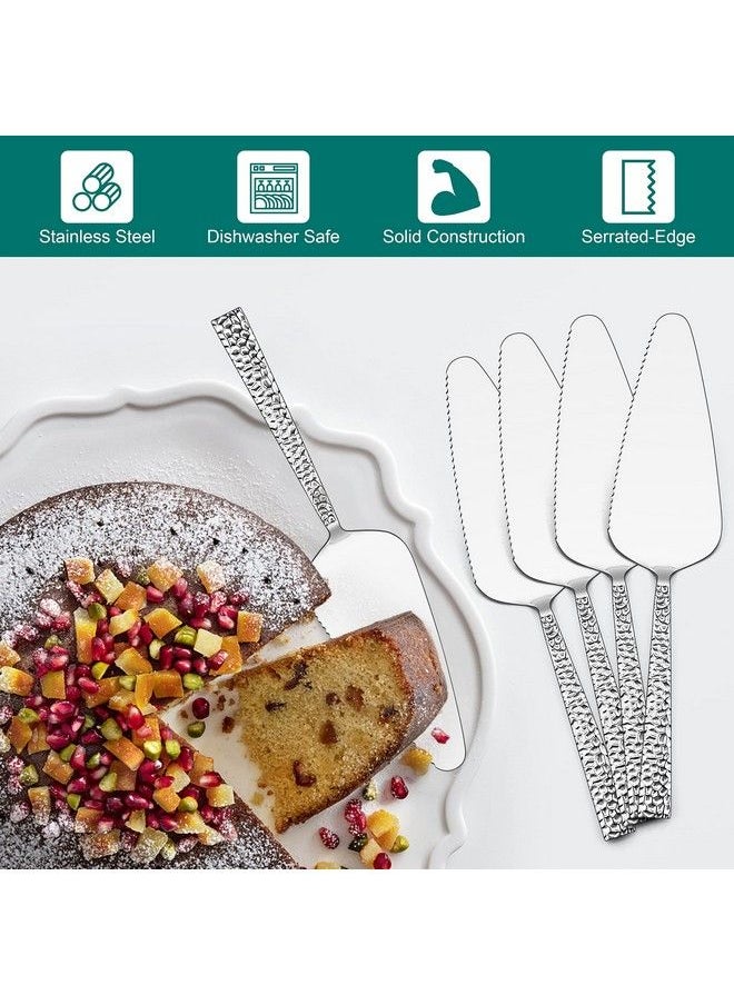 E-far - 5Piece Pie Server Efar Hammered Stainless Steel Cake Server Spatula For Cutting Pastry Cheese Pizza Serrated Edge With Square Handle Mirror Polished & Dishwasher Safe8.9 Inch - Image 1