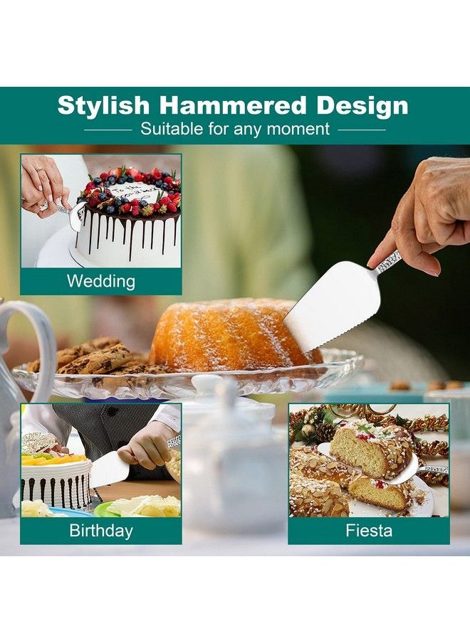 E-far - 5Piece Pie Server Efar Hammered Stainless Steel Cake Server Spatula For Cutting Pastry Cheese Pizza Serrated Edge With Square Handle Mirror Polished & Dishwasher Safe8.9 Inch - Image 1
