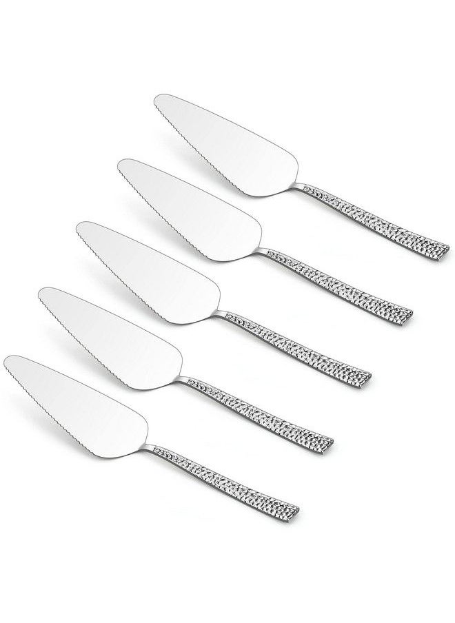 E-far - 5Piece Pie Server Efar Hammered Stainless Steel Cake Server Spatula For Cutting Pastry Cheese Pizza Serrated Edge With Square Handle Mirror Polished & Dishwasher Safe8.9 Inch - Image 1