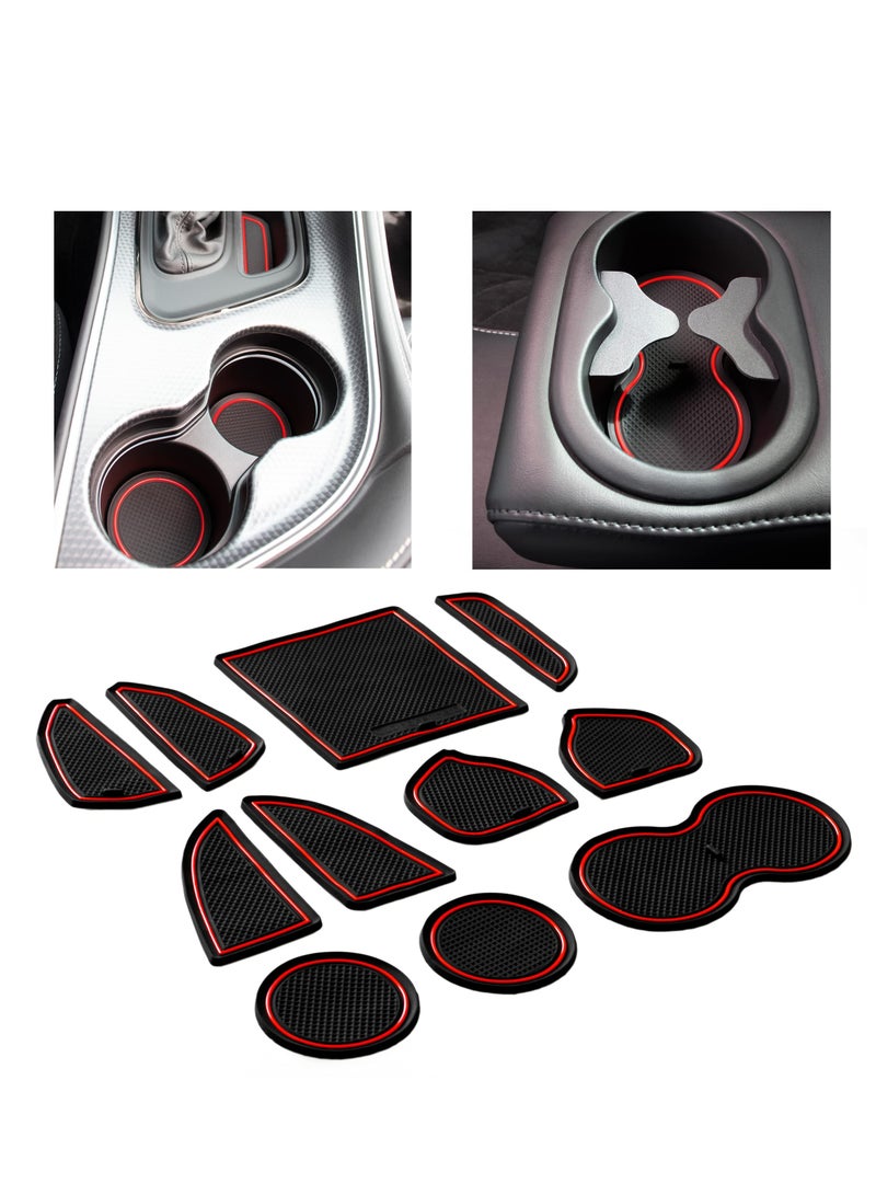 SOLARAE Non-Slip Anti-Dust Center Console Cup Holder Liner Mats for Dodge Challenger Accessories (2015-2020) - Interior Protection and Style Upgrade - Image 2