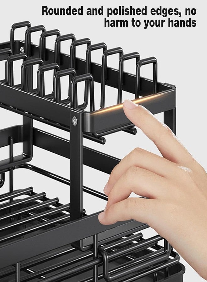 Arthasya Dish Drying Rack 2 Tier Dish Drainer Rack with Drip Tray and Drainer Mat, Stainless Steel Dish Rack with Utensil Holder, Draining Board for Kitchen Counter, Black - Image 4
