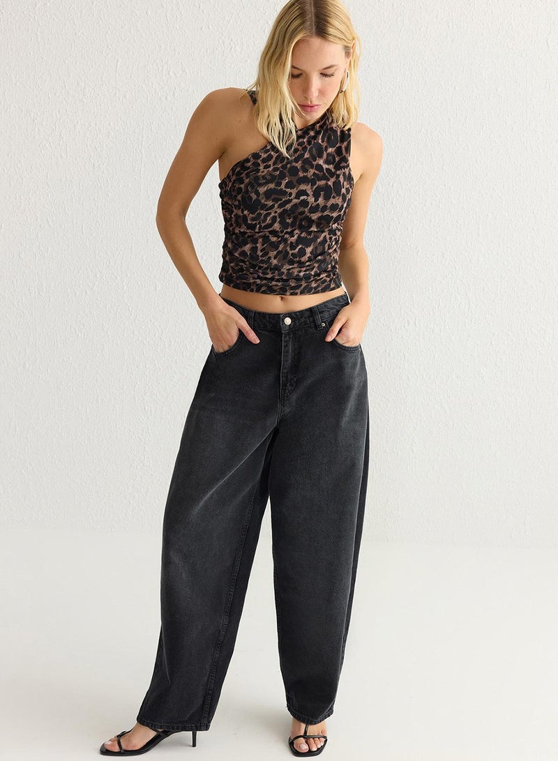 trendyol Multicolor Asymmetrical Neck Fitted/Fitted Stretchy Knitted Blouse Twoss25Bz00017 - Image 2