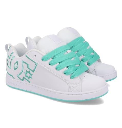 DC Shoes Women's Court Graffik Sneaker, White/Aqua, 8.5 - Image 2