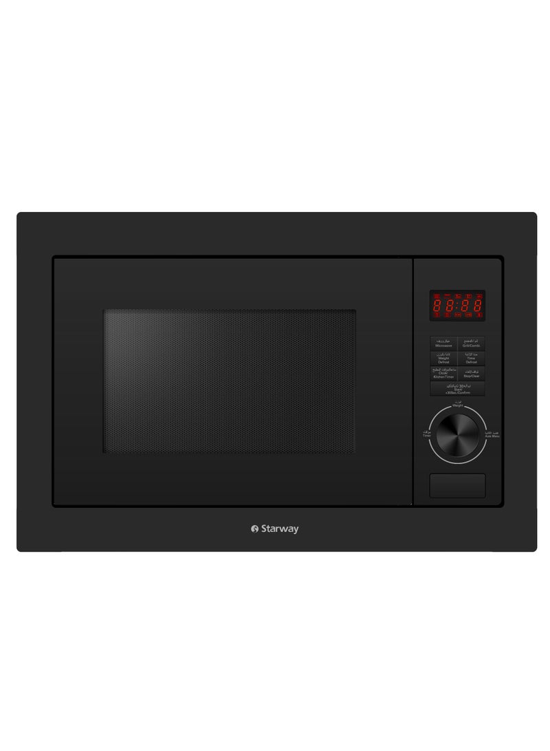 Starway 25 Lt Built In Microwave Oven with Grill, 1400 Watt, Total Steel Surface and Cavity, Matt Black - Image 1