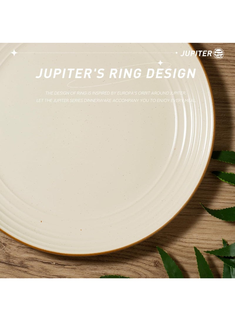 Famiware Jupiter 6 Piece Stoneware Dinner Plates in 10.25 inches, Scratch Resistant, Microwave & Dishwasher Safe, Vanilla White - Image 2