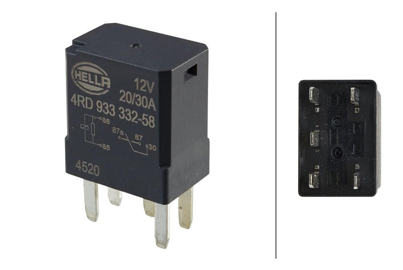 HELLA 4RD 933 332-581 Relay, main current - 12V - 5-pin connector - Changeover Contact - Colour: Black - Image 4