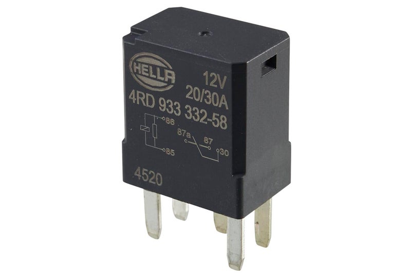 HELLA 4RD 933 332-581 Relay, main current - 12V - 5-pin connector - Changeover Contact - Colour: Black - Image 1