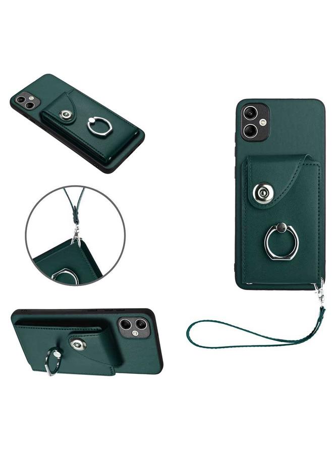 اس-توب جراب لهاتف Samsung Galaxy A05 4G Global Organ Card Bag Ring Holder PU جراب هاتف مع حبل - Image 1
