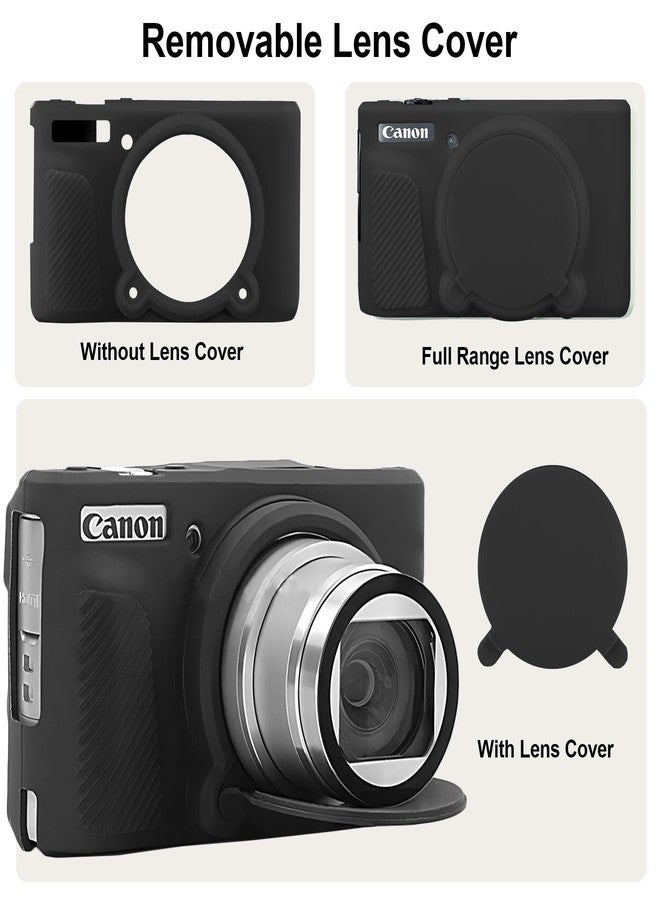 BOVKE Silicone Camera Case for Canon PowerShot SX740/ SX730 Digital Camera, SX740 Camera Soft Case Cover Rubber Camera Sleeve with Removable Lens Cover, Black - Image 5