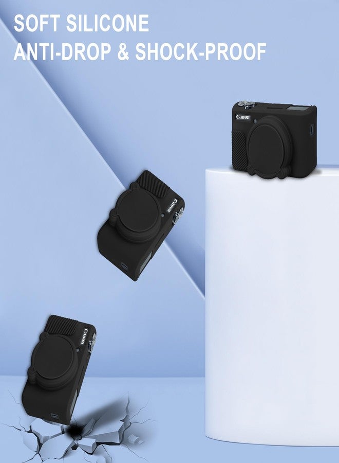 BOVKE Silicone Camera Case for Canon PowerShot SX740/ SX730 Digital Camera, SX740 Camera Soft Case Cover Rubber Camera Sleeve with Removable Lens Cover, Black - Image 4