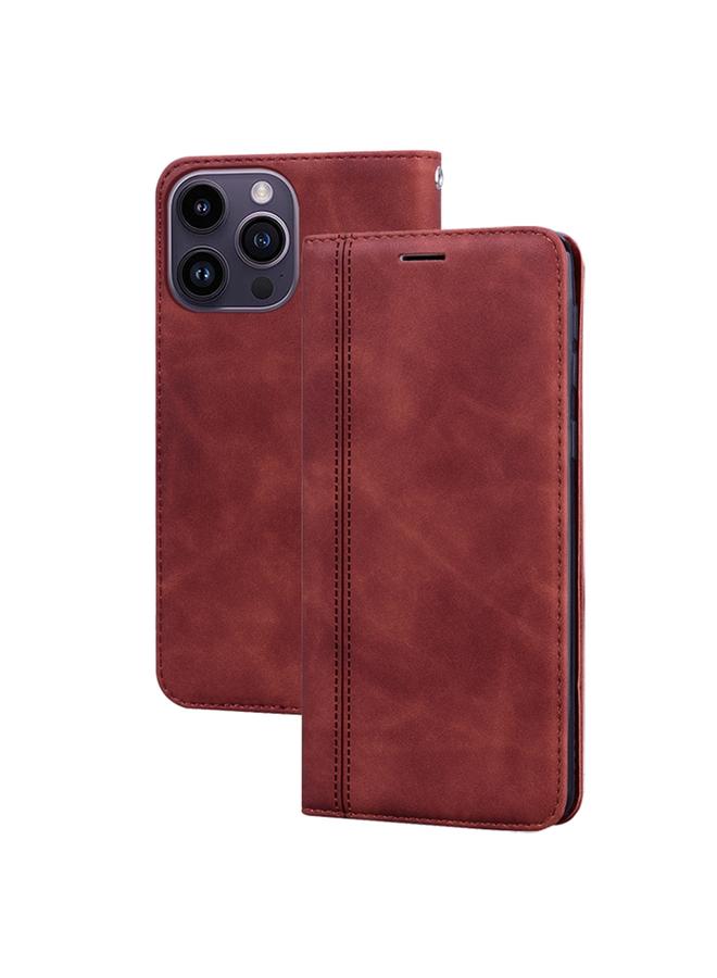 S-TOP Case For iPhone 14 Pro Max Frosted Business Magnetic Horizontal Flip PU Phone Case - Image 1