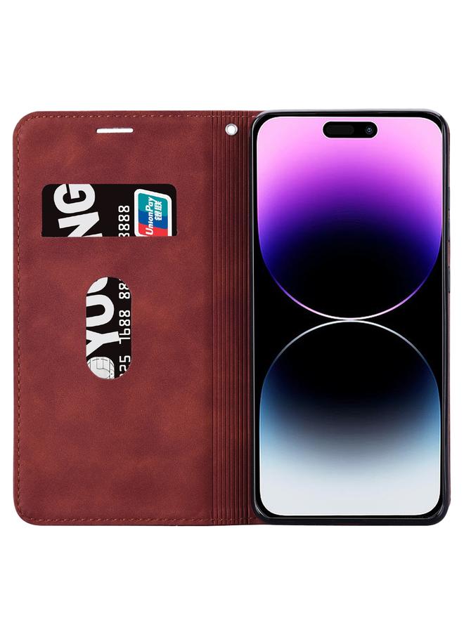 S-TOP Case For iPhone 14 Pro Max Frosted Business Magnetic Horizontal Flip PU Phone Case - Image 4